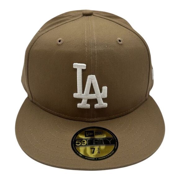 New Era 59Fifty Los Angeles Dodgers Hat Cap 7‎ 3/4 Khaki Washed Chino Tan MLB - Picture 1 of 8